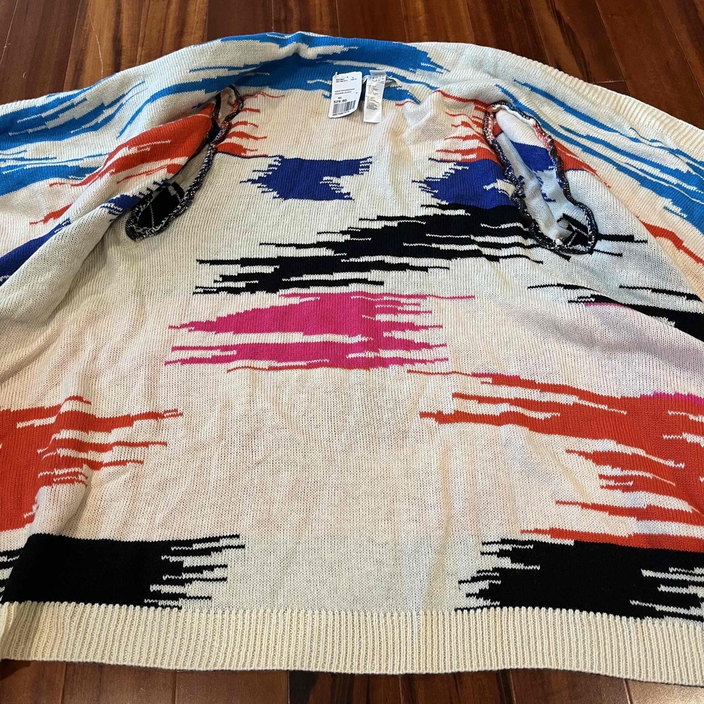 New NWT Forever 21 Multicolor Sweater Knit Shawl Cardigan Aztec Print Plus SZ XL - Picture 4 of 7